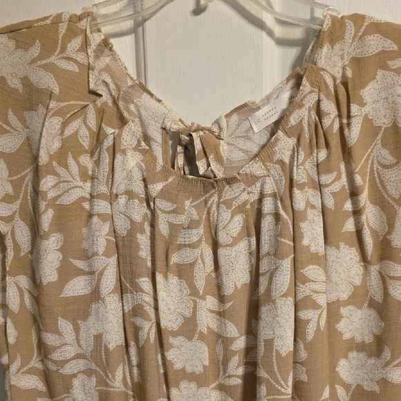 LC Lauren Conrad Tan Floral Blouse - Picture 4 of 8